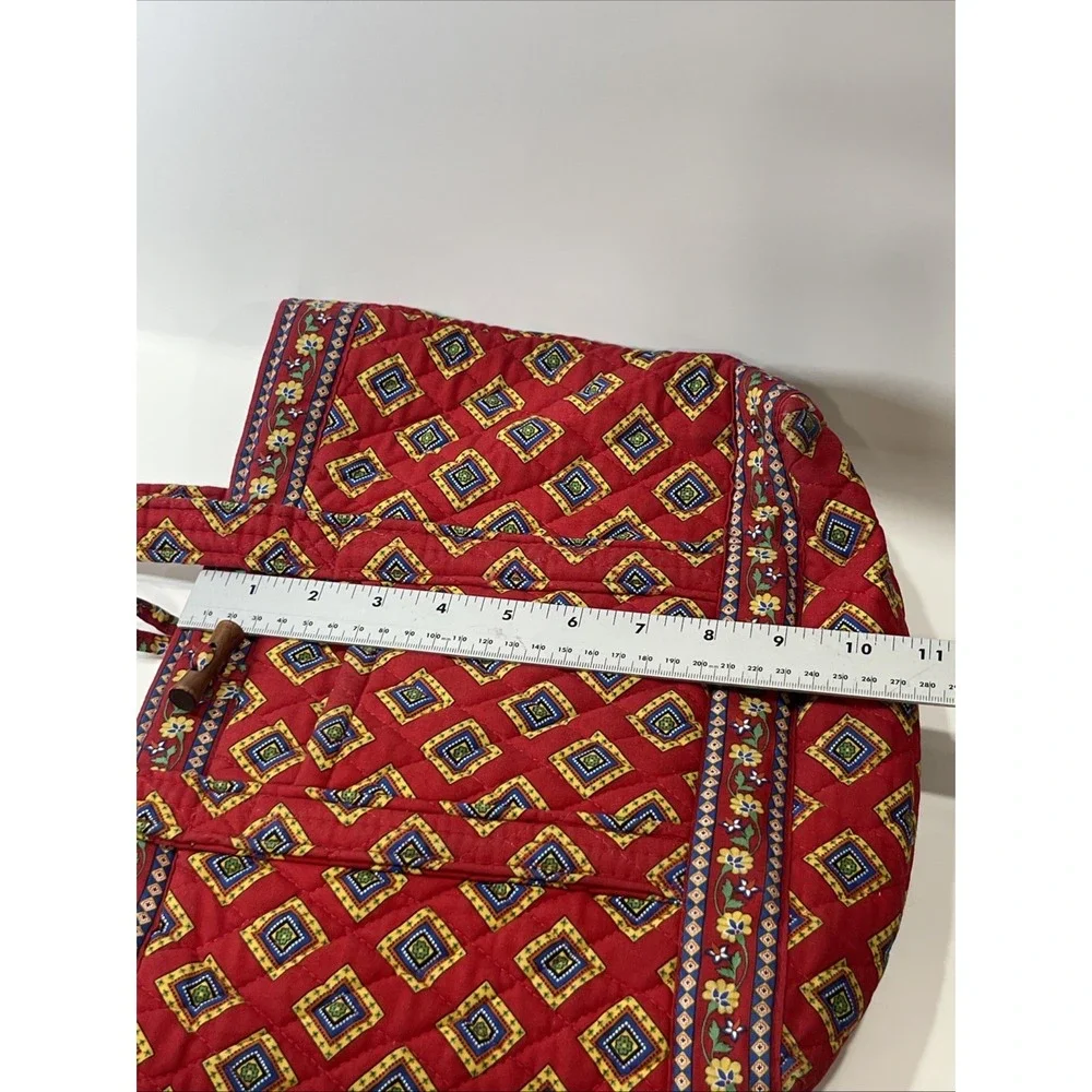 Retired Vera Bradley Betsy Villa Red Shoulder Bag Tote Purse USA Red Cotton